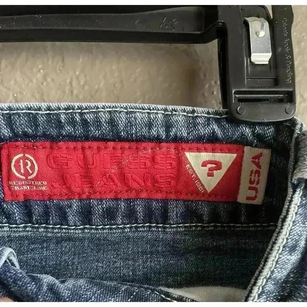 Y2k 2000's Guess mini denim skirt size 29‎ Frayed Hem coastal barn streetware - Picture 4 of 9